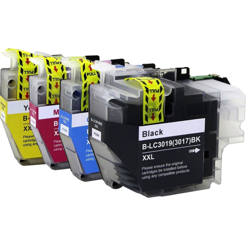 ENSEMBLE COMBO DE CARTOUCHE JET D'ENCRE BROTHER LC3017/LC3019 BK/C/M/Y XXL COMPATIBLE NOIR/CYAN/MAGENTA/JAUNE