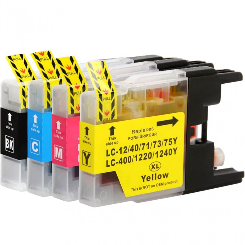 ENSEMBLE COMBO DE CARTOUCHE JET D'ENCRE BROTHER LC71/LC75/77/79 BK/C/M/Y XL COMPATIBLE NOIR/CYAN/MAGENTA/JAUNE