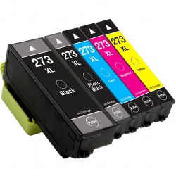 ENSEMBLE COMBO DE CARTOUCHE JET D'ENCRE EPSON T273 BK/PBK/C/M/Y XL COMPATIBLE NOIR/PHOTO NOIR/CYAN/MAGENTA/JAUNE
