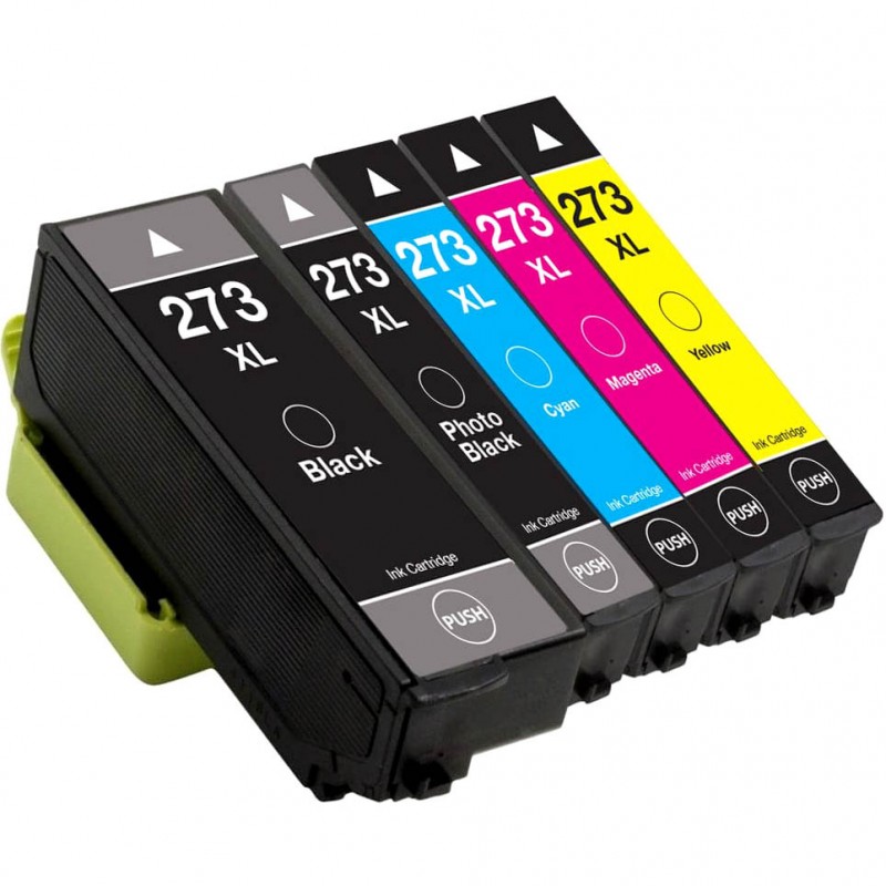 ENSEMBLE COMBO DE CARTOUCHE JET D'ENCRE EPSON T273 BK/PBK/C/M/Y XL COMPATIBLE NOIR/PHOTO NOIR/CYAN/MAGENTA/JAUNE