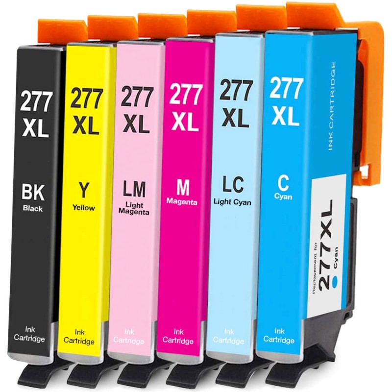 ENSEMBLE COMBO DE CARTOUCHE JET D'ENCRE EPSON T277 BK/C/M/Y/LC/LM XL COMPATIBLE NOIR/CYAN/MAGENTA/JAUNE/CYAN LÉGER/MAGENTA LÉGER