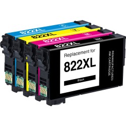 ENSEMBLE COMBO DE CARTOUCHE JET D'ENCRE EPSON T822XL BK/C/M/Y COMPATIBLE NOIR/CYAN/MAGENTA/JAUNE