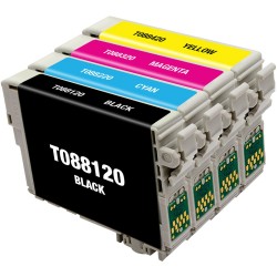 ENSEMBLE COMBO DE CARTOUCHE JET D'ENCRE EPSON T088 BK/C/M/Y XL COMPATIBLE NOIR/CYAN/MAGENTA/JAUNE