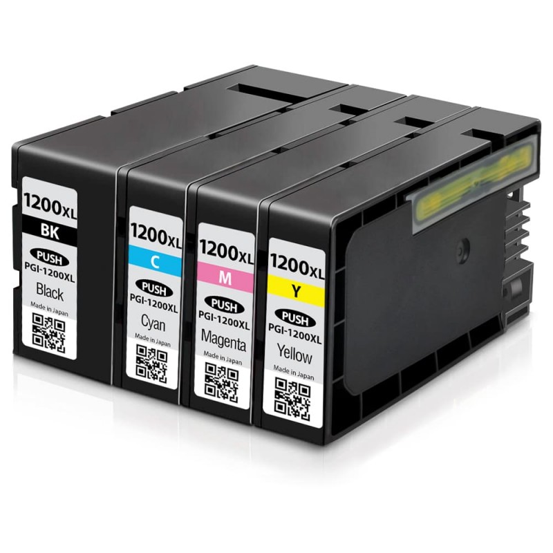 ENSEMBLE COMBO DE CARTOUCHE JET D'ENCRE CANON PGI-1200/CLI-1200 BK/C/M/Y XL COMPATIBLE NOIR/CYAN/MAGENTA/JAUNE