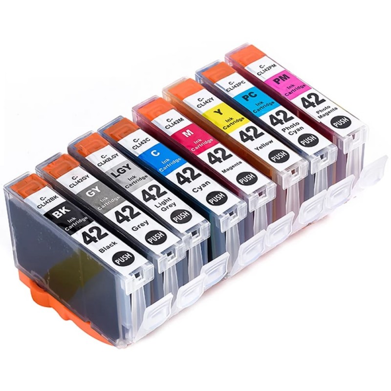 ENSEMBLE COMBO DE CARTOUCHE JET D'ENCRE CANON CLI-42 BK/C/M/Y/GY/PC/PM/LGY XL COMPATIBLE