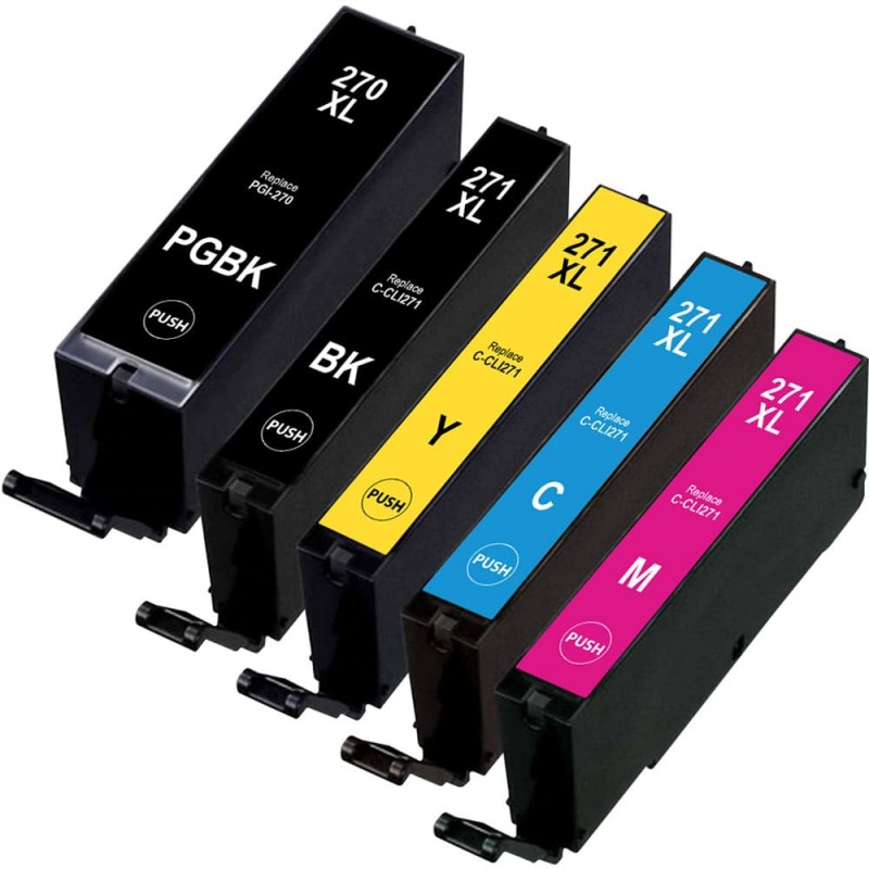 ENSEMBLE COMBO DE CARTOUCHE JET D'ENCRE CANON PGI-270/CLI-271 BK/PBK/C/M/Y XL COMPATIBLE NOIR/PHOTO NOIR/CYAN/MAGENTA/JAUNE