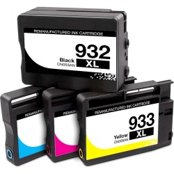 ENSEMBLE COMBO DE CARTOUCHE JET D'ENCRE HP932/HP933 BK/C/M/Y XL COMPATIBLE NOIR/CYAN/MAGENTA/JAUNE