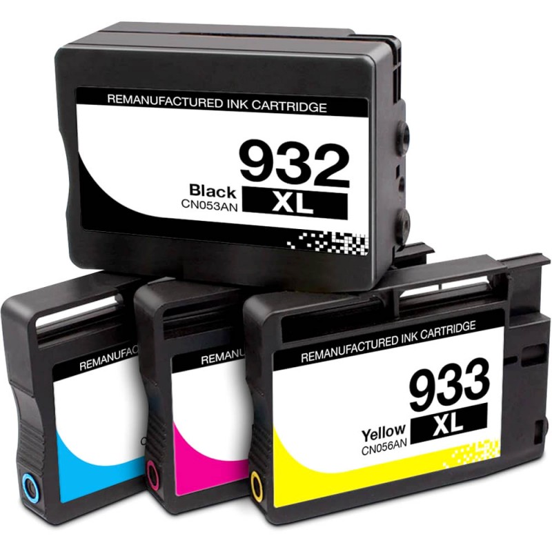 ENSEMBLE COMBO DE CARTOUCHE JET D'ENCRE HP932/HP933 BK/C/M/Y XL COMPATIBLE NOIR/CYAN/MAGENTA/JAUNE