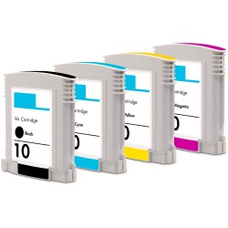 ENSEMBLE COMBO DE CARTOUCHE JET D'ENCRE HP10 BK/C/M/Y XL COMPATIBLE NOIR/CYAN/MAGENTA/JAUNE