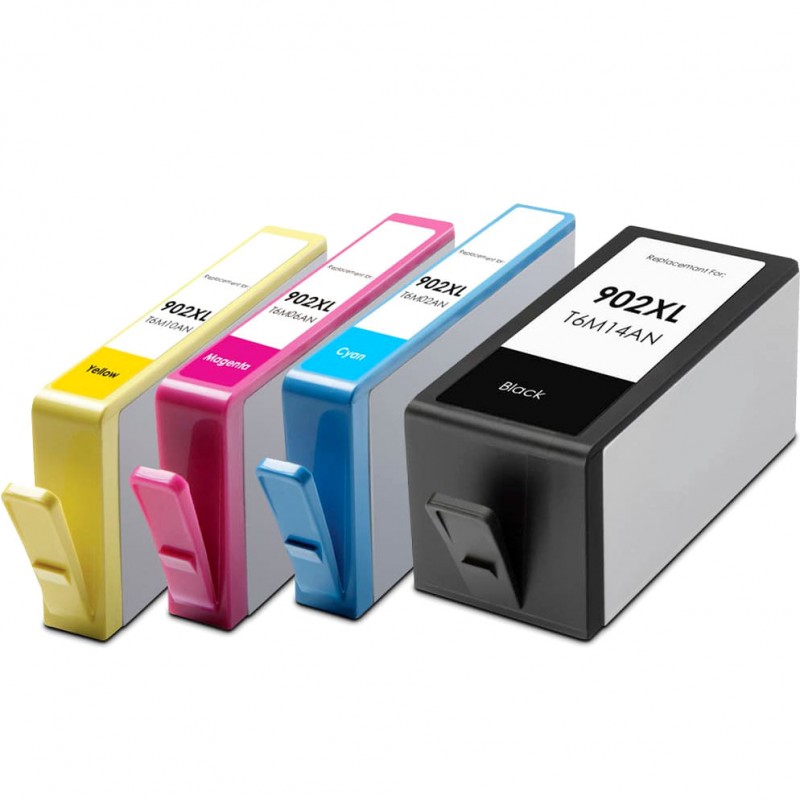 ENSEMBLE COMBO DE CARTOUCHE JET D'ENCRE HP902XL-906XL BK/C/M/Y RECYCLÉE NOIR/CYAN/MAGENTA/JAUNE