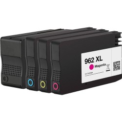 ENSEMBLE COMBO DE CARTOUCHE JET D'ENCRE HP962XL BK/C/M/Y RECYCLÉE NOIR/CYAN/MAGENTA/JAUNE