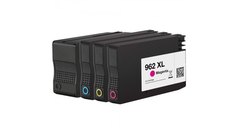 ENSEMBLE COMBO DE CARTOUCHE JET D'ENCRE HP962XL BK/C/M/Y RECYCLÉE NOIR/CYAN/MAGENTA/JAUNE