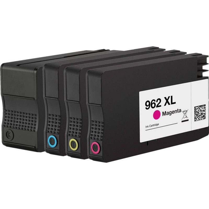 ENSEMBLE COMBO DE CARTOUCHE JET D'ENCRE HP962XL BK/C/M/Y RECYCLÉE NOIR/CYAN/MAGENTA/JAUNE