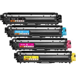 ENSEMBLE COMBO DE CARTOUCHE TONER LASER BROTHER TN221/TN225 BK/C/M/Y COMPATIBLE NOIR/CYAN/MAGENTA/JAUNE