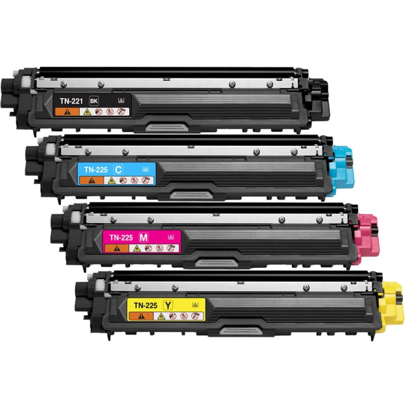 ENSEMBLE COMBO DE CARTOUCHE TONER LASER BROTHER TN221/TN225 BK/C/M/Y COMPATIBLE NOIR/CYAN/MAGENTA/JAUNE