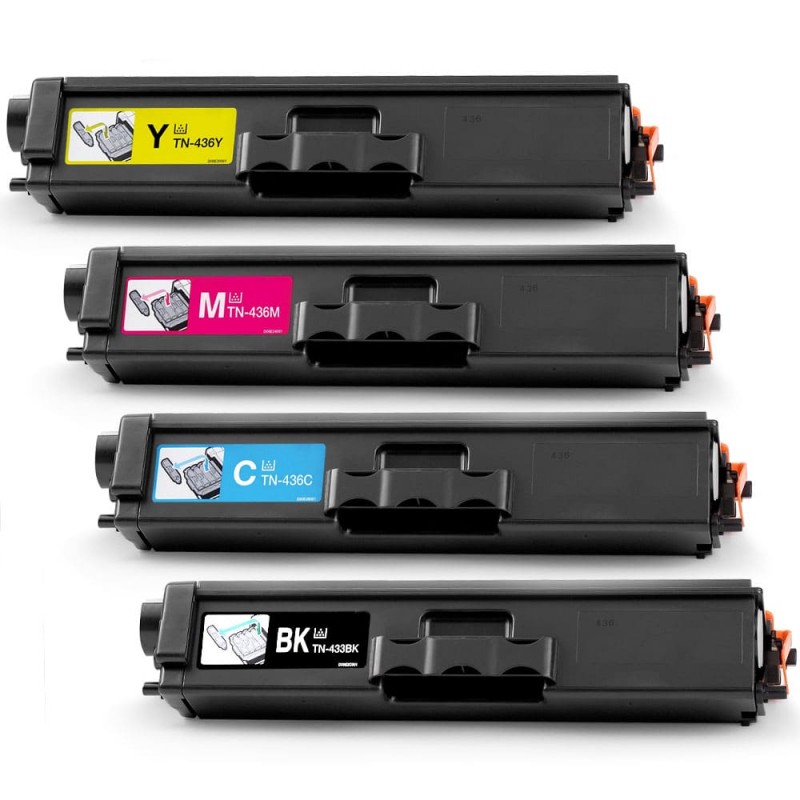 ENSEMBLE COMBO DE CARTOUCHE TONER LASER BROTHER TN436 BK/C/M/Y RECYCLÉE NOIR/CYAN/MAGENTA/JAUNE