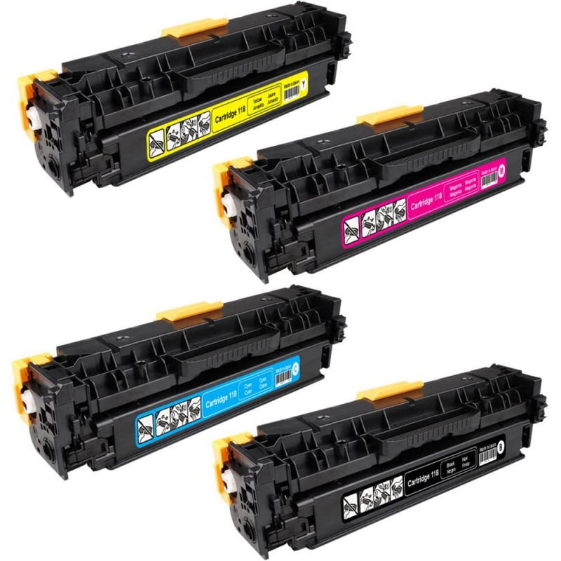 ENSEMBLE COMBO DE CARTOUCHE TONER LASER CANON 118 BK/C/M/Y COMPATIBLE NOIR/CYAN/MAGENTA/JAUNE