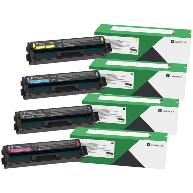ENSEMBLE COMBO DE CARTOUCHE TONER LASER LEXMARK C331H ORIGINALE BK/C/M/Y GRANDE CAPACITÉ