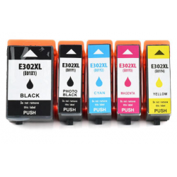 ENSEMBLE COMBO DE CARTOUCHE JET D'ENCRE EPSON T302 BK/PBK/C/M/Y XL COMPATIBLE NOIR/PHOTO NOIR/CYAN/MAGENTA/JAUNE