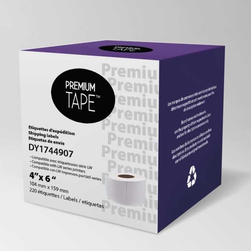 Dymo 1744907 / 1951462 Étiquettes XL 4'' x 6'' (1 x 220) compatible blanc