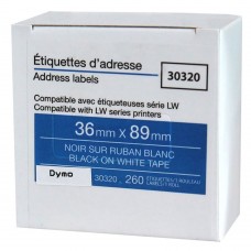 Dymo 30320 Adress Labels 1 1 / 8'' x 3 1 / 2'' (1 x 260) compatible black on white