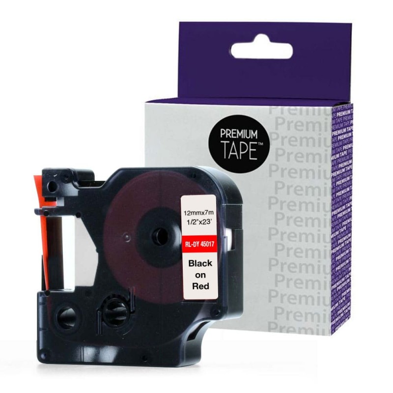 Dymo A45017 Ruban compatible noir sur rouge 12mm