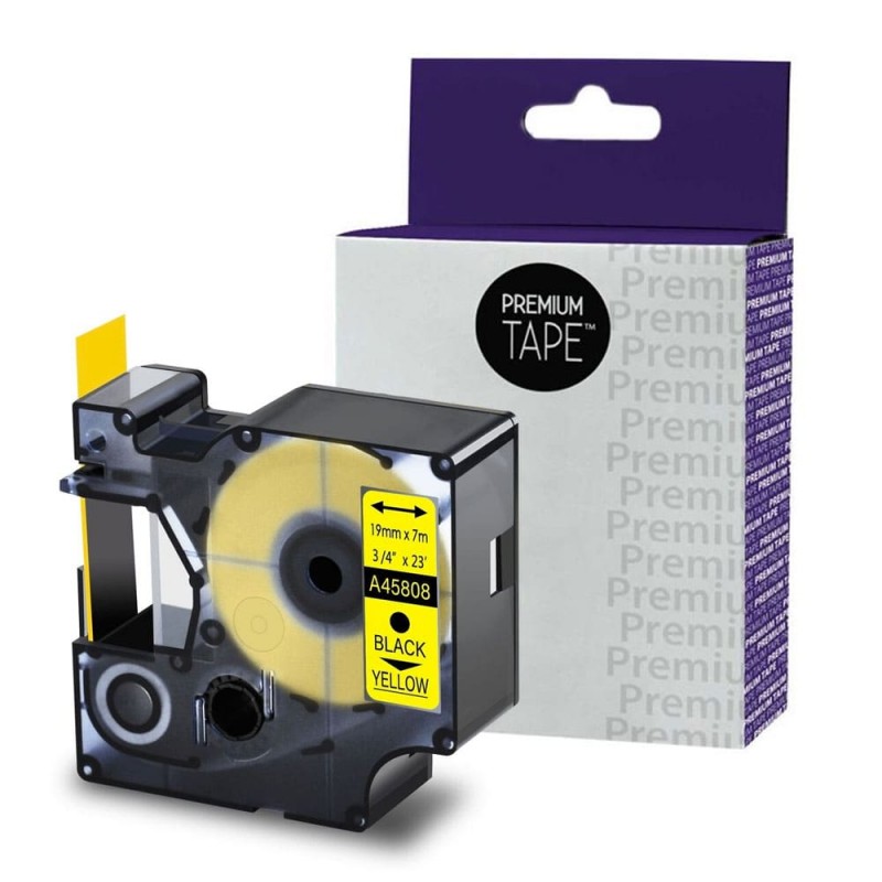 Dymo A45808 ruban compatible noir sur jaune 19mm