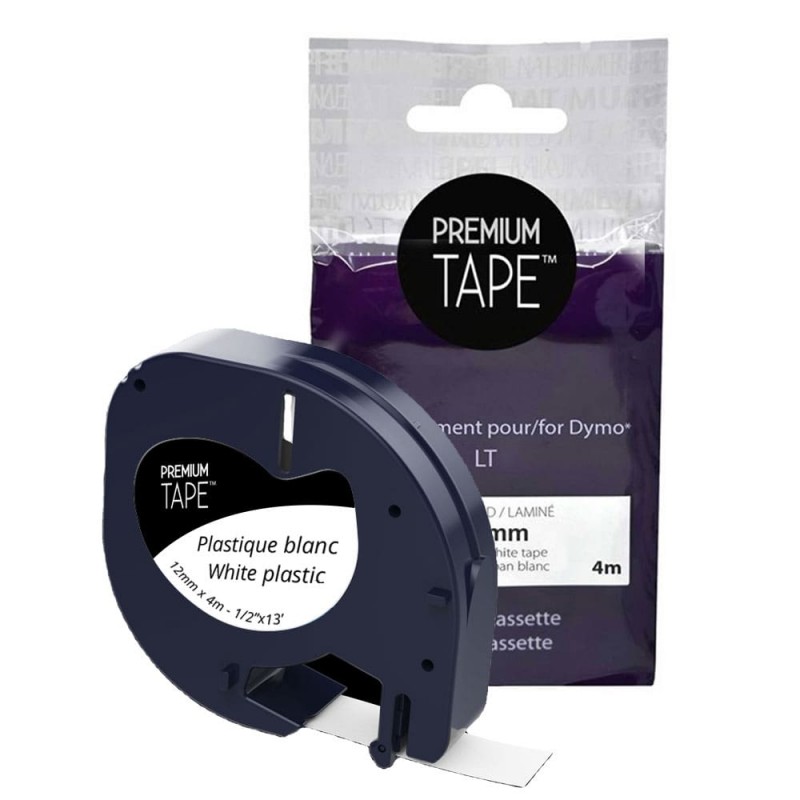 Dymo 91331 Ruban 12mm compatible noir sur blanc