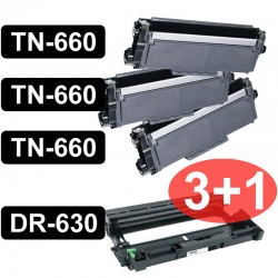 CARTOUCHE DE TONER LASER BROTHER 3X TN660 ET 1X TAMBOUR DR630 COMPATIBLE