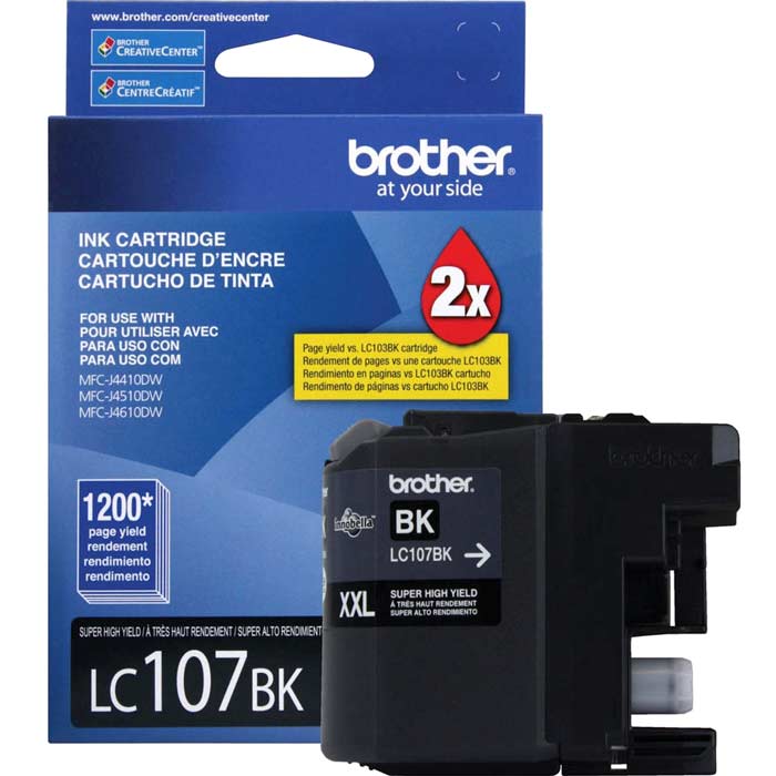 CARTOUCHE JET D'ENCRE BROTHER LC107BK ORIGINALE NOIR